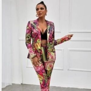 SHEIN Multicolor / S (4) Blazer and High Waisted pants